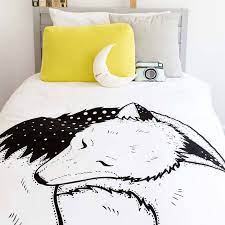 organic sleepy fox single bed quilt cover set gots certified etsy quilt cover sets bed quilt cover single bed