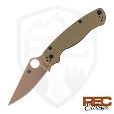 Spyderco REC Exclusive Paramilitary 2, Olive Drab G10 / FDE 204P -  C81GPODFDE2