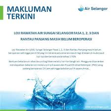 Pemotongan bekalan air ini akan menjejaskan lebih kurang 577 kawasan di daerah klang/shah alam, petaling, gombak, kuala lumpur, kuala langat, dan syabas menasihatkan orang ramai supaya mengambil langkah awal dengan menyimpan air yang mencukupi sebelum tarikh gangguan bekalan. Air Selangor Maklumat Terkini Gangguan Bekalan Air Tidak Berjadual Di 7 Wilayah Berikutan Pencemaran Sumber Air Mentah Maklumat Gangguan Bekalan Air Tidak Berjadual Akan Dikemaskini Dari Semasa Ke Semasa Di Twitter