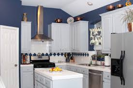 Dark Blue Walls With Grey Cabinets Create A Dramatic Look In This Kitchen Dfwpainting Bluean Refinishing Cabinets Dallas Interiors Refinish Kitchen Cabinets