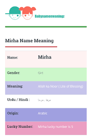 Mirha Name Meaning Names With Meaning Muslim Baby Girl Names Muslim Baby Boy Names