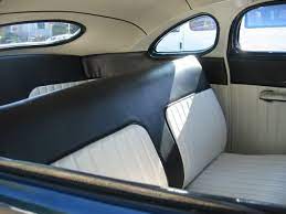 Black And White Bench Seat Tuck N Roll Coordinating Door Panels And Roof Liner Custom Car Interior Car Interior Upholstery Car Upholstery