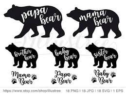 Mama Bear Svg Papa Bear Svg Bear Family Clip Art Bundle Etsy Papa Bear Mama Bear Bear Silhouette