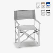 Chaise Transat Style Regisseur De Plage Pliante Aluminium Textilene Lusso