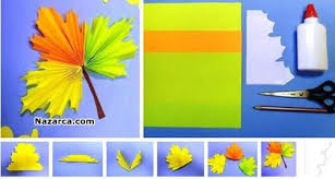 Renkli A4 Kagidindan Agac Yapraklari Ile Dekor Nazarca Com Kagit Cicek Kagittan Agac Battaniyeler