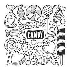 Dibujos de caramelos para imprimir y pintar. Iconos De Caramelo Dibujado A Mano Doodle Para Colorear Vector Gratis