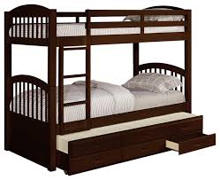 It provides storage with two large this bed fits full or queen size mattress and box spring is not required. Wood Slatted Bunkbed With Trundle 3 Storage Drawers Twin Over Twin Espresso Transitional Bunk Beds By Kings Brand