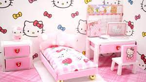 Learn How To Make This Miniature Dollhouse Hello Kitty Bedroom With Hello Kitty Accessories Such As A Bed Diy Hello Kitty Hello Kitty Bedroom Hello Kitty Rooms