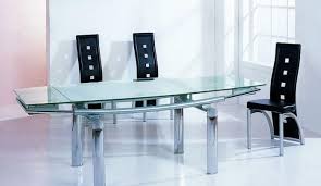 Contemporary Expandable Glass Table Dining Set With Black Chairs Toll Free 1 800 656 8121 Dining Table Extendable Dining Table Dining Table In Kitchen