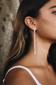 Elegant Silver Dangle Earrings, Fringe Cascade Long Earrings, Linear Drop  Earrings for Her, Tassel Silver Earrings, Women's Unique Earrings