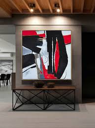 Flowers panoramic panel a pair of red tulips canvas art. Hand Made Abstract Art Oversized Red Contemporary Painting On Canvas Acrylic Painting Large Wall Art Red