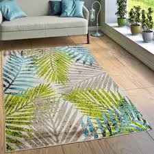Designer Teppich Jungle Design Turkis Grun Creme Teppich Design Teppich Wohnzimmer Und Teppich Braun