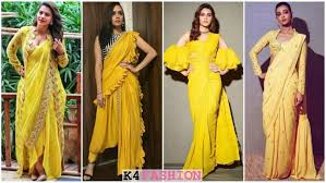 Home of bollywood and the financial center of india. Yellow Sarees For Haldi Ceremony From Bollywood Designers K4 Fashion