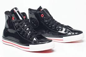 Black And Red Converse High Tops Shiny Black Converse High Tops Chuck Taylors Converse Leather Chuck Taylors