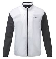 Black And White Nike Jacket Mens Nike Shield Golf Jacket Full Zip Previous Season White Charcoal 726401 100 M Golf Jackets Golf Shirts White Charcoal
