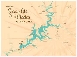 Map Of Grand Lake Ok Amazon.com: Grand Lake O' The Cherokees Oklahoma Map Giclee Art Print  Poster By Lakebound 18" X 24": Posters & Prints