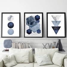 Set Of 3 Downloadable Navy Blue Silver Geometric Prints Etsy Navy Blue Wall Art Printable Art Set Geometric Art Printable