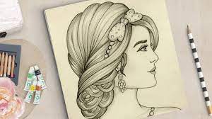 Drawing 5 cute girls hairstyles let s practice drawing hair. How To Draw A Girl With Beautiful Hairstyle Beautiful Girl Drawing Girl Drawing Youtube