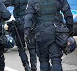 Force De Police En Tenue Anti-émeute Avec Casque De ...