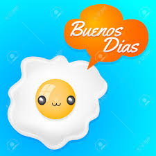 Chavinanima te desea un buen día!!!! Buenos Dias Buenos Dias Texto Espanol Huevo Frito Lindo Con El Globo Animado Del Estilo Del Kawaii Ilustraciones Vectoriales Clip Art Vectorizado Libre De Derechos Image 39327730