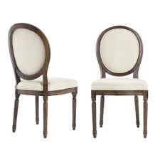 Ellington Haze Wood Upholstered Dining Chair With Rounded Back Ivory Seat Set Of 2 19 In W X In 2020 Leather Kitchen Chairs Round Back Dining Chairs Dining Chairs