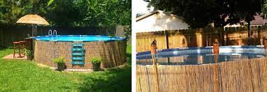 bovengronds zwembad met rieten omheining herfst tuin bovengronds zwembad tuin zwembad