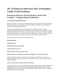 Sebelum anda maju interview, yakinkan anda mempersiapkan segala keperluan penunjang. Contoh Pertanyaan Interview Dan Jawabannya Untuk Fresh Graduate Mau Belajar