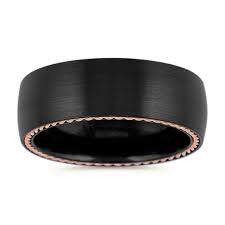Black And Rose Gold Mens Wedding Ring Black Zirconium And 14k Rose Gold Men S Band 8mm Rose Gold Mens Band Black Zirconium Rose Gold Mens Ring
