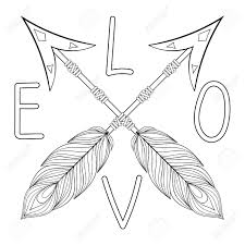 Search result for arrow coloring pages and worksheets, free download and free printable for kids and lots coloring pages and worksheets. Bohemian Love Arrow Handpainted Sign With Feathers Hand Drawn Royalty Free Cliparts Vectors And Stock Illustration Image 57841254