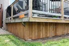 So we installed a tall cedar fence using 6×6 posts along the shed side and we installed a hog panel fence around the front side of the garden so that he could see. Turtles And Tails Under Deck Enclosure With Access Door