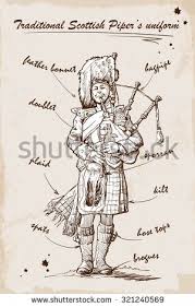 Piper Playing The Great Highland Bagpipes In Traditional Scottish Piper S Uniform Sketch Over Grunge Texture Highland Bagpipes Bagpipes Celtic Mother Tattoos