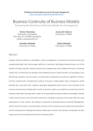 The business continuity plan is enacted with the purpose of ensuring continued business activity in the event of an emergency and ensuring the safety of all employees. Pdf Business Continuity Of Business Models Evaluating The Resilience Of Business Models For Contingencies