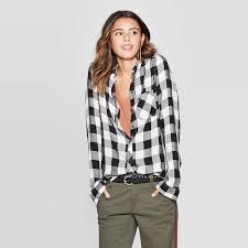 Black And White Flannel Women S Women S Plaid Long Sleeve Button Down Shirt Universal Thread Black White M Women S Size Medium Plaid Shirt Outfits Black Plaid Shirt Shirts