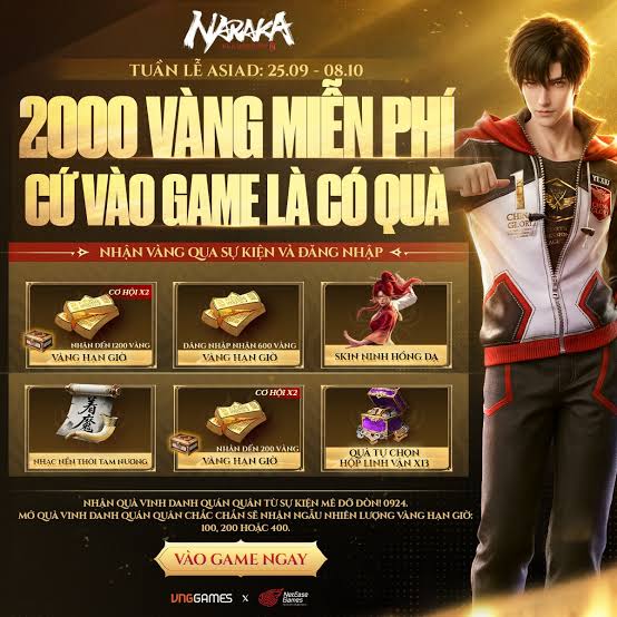 [TUẦN LỄ ASIAD] NHẬN FREE 2000 VÀNG - CỨ VÀO GAME LÀ CÓ QUÀ 