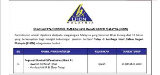 Jabatan hasil dalam negeri malaysia diperbadankan pada 1 mac 1996 dan dikenali sebagai lembaga hasil dalam. Jawatan Kosong Lembaga Hasil Dalam Negeri Malaysia Lhdnm Kerjasemasa