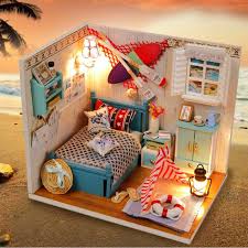 أمن ب الفتيات Diy تجميع بيت الدمية دمية منازل مصغرة دمية مجموعة اثاث عدة لعب للأطفال هدية الكريسماس جديد