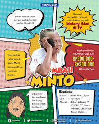 Mengisi survey atau menginstall suatu aplikasi (sesuai petunjuk). Tuah Mbah Minto Klaten Dibayar Rp20 000 Vlog Kini Jadi Bintang Iklan