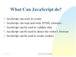 Maybe you would like to learn more about one of these? Javascript Ù…Ø­Ù…Ø¯ Ø§Ø­Ù…Ø¯ÛŒ Ù†ÛŒØ§ 2 Of 48 What Is Javascript Javascript Was Designed To Add Interactivity To Html Pages A Scripting Ppt Download