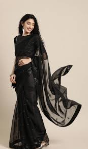Get black saree at best price from black saree retailers, sellers, traders, exporters & wholesalers listed at plain black dupion border at the back of the saree to support the sequined border. 50 Latest Plain Saree With Heavy Blouse Designs