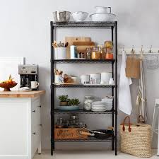 Amazon Com Amazonbasics 5 Shelf Shelving Unit Black Kitchen Storage Shelves Metal Kitchen Shelves Home Kitchens