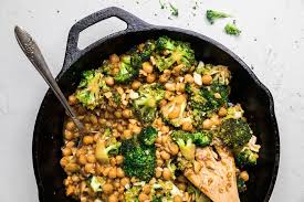 Chickpea Cashew Broccoli With Garlic Sauce Skillet Vegan Recipe Garlic Sauce Broccoli With Garlic Sauce Broccoli