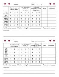 Behavior Chart For Middle School Worksheets Teaching