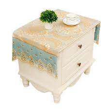 White and gold round nightstand table skirt. Buy Topwon Bedside Table Cloth Dust Proof Cover For Bedside Table European Style Print Bedside Table Cloth Mat Gold Online At Low Prices In India Amazon In