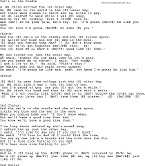 Johnny Cash Song Cat S In The Cradle Lyrics And Chords Lyrics And Chords Guitar Chords And Lyrics Cash Song