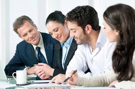 Business Team Working Together Happy Smiling Business Team Working Together In Aff Working H Stock Photography Business Teamwork Stock Photography Free