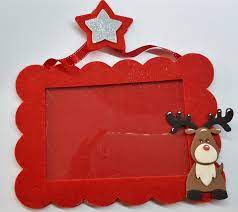 Cornice Natalizia Rossa Con Renna Di Marziacreazionishop Su Etsy Decorazioni Natalizie Renna Cornici