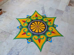Hand Painted With Oil Colours On Marble Flooring Indian Art Paintings Painting Rangoli Design Rangoli Designs