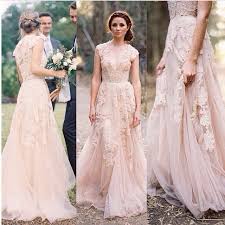 Reem Acra Bridesmaid Dresses Boho Lace Wedding Dress Vintage Wedding Dress Cap Sleeves