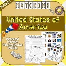 One Pictures Matching And One Definitions Matching Puzzles Are Included In This Product Most Common Usa Symbols Are Represen Vocabulary Words Vocabulary Words