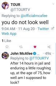 90 895 tykkäystä · 4 173 puhuu tästä. John Mcafee On Twitter I M Back In Belarus And With The Exception Of A Black Eye No Worse For Wear I Cannot Speak Publicly About My Fun And Games Yesterday Regrettably But